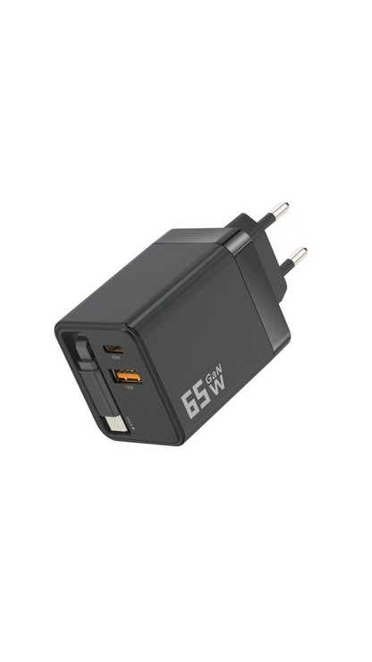 🔌⚡ 50% KORTING! Nooit meer kabelwirwar of lege batterijen! Deze 65W snellader met intrekbare Type-C-kabel van 80 cm en 3 poorten laadt telefoon, tablet én laptop tegelijk – compact, veilig en overal mee naartoe!