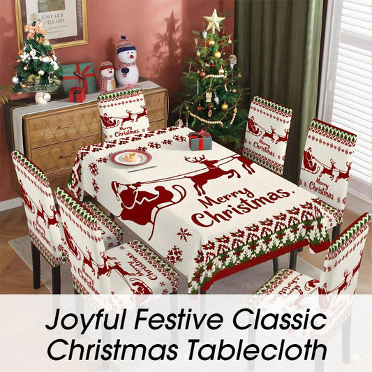 Joyful Festive Classic Christmas Tablecloth