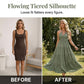 Dames halternek rugloze getrapte maxi-jurk