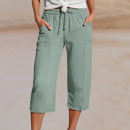 🌿 Elegante 9/10 Damesbroek van Katoen-Linnen – Licht, Ademend en Makkelijk te Combineren 👖
