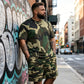 Heren camouflage T-shirt en korte broek set