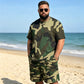 Heren camouflage T-shirt en korte broek set