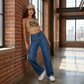 🎉 Hoge taille denim cargo wijde pijp broek