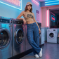 🎉 Hoge taille denim cargo wijde pijp broek