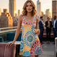 Casual mouwloze A-lijn zomerjurk met print
