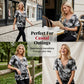 Dames tie-dye veter-sluiting V-hals T-shirt