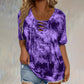 Dames tie-dye veter-sluiting V-hals T-shirt