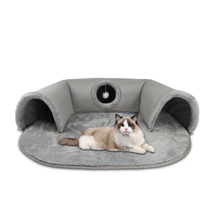 Pluche 2-in-1 katten tunnelbed