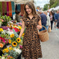 Elegante jurk met omgeslagen kraag en luipaardprint voor dames